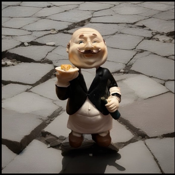 Butler Serving Dessert & Wine, Coffee Bar Decor, Waiter Home Decor - Picture 3 of 6